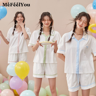 短袖 薄款 舒適休閑運動家居服套裝 mefeelyou覓非優純棉睡衣女夏款