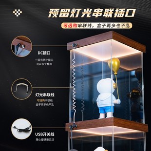 帶燈定制亞克力手辦展示盒適用玩具積木手辦模型透明高展臺展示柜