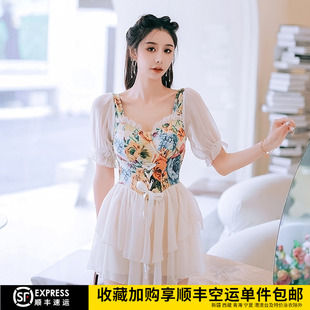 泳衣女夏連體裙式 泳 200斤胖mm學生韓國inKs顯瘦遮肚溫泉保守大碼