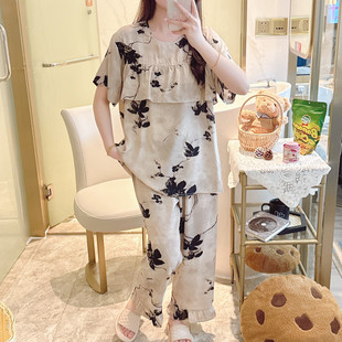 綿綢家居服人造棉媽媽 防凸點(diǎn)三件套棉綢睡衣女夏短袖 新品 流行爆款