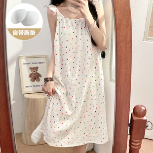 云朵棉可愛飛飛袖 小清新吊帶睡裙女款 帶胸墊睡衣可外穿家 夏季 新品