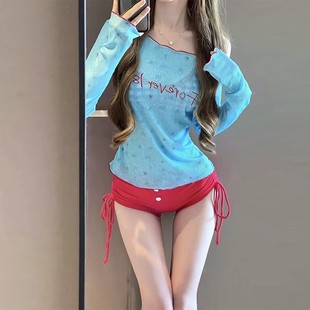 比基尼泳衣女2025新款 四件套高級感分體純欲性感小胸海邊度假溫泉