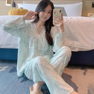 現貨夏季 綿綢家居服花邊中青年甜美寬松睡衣女防凸點國風棉綢春秋