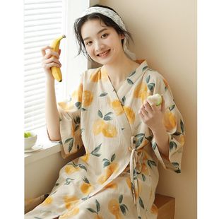 純棉紗布和服浴袍夏天短袖 日式 睡袍 睡裙2025新款 睡衣女夏季