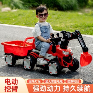 兒童挖掘機玩具車可坐人電動工程汽車拖拉機遙控男孩女挖土機鉤機