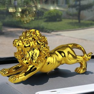 創意獅子汽車擺件保平安車內飾品車載擺設汽車用品中控臺裝 飾車擺
