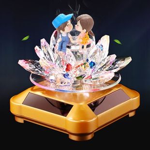 太陽能旋轉(zhuǎn)蓮花汽車香水?dāng)[件車載中控臺香水座小車車上裝 飾品大全