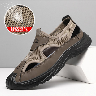 戶外運(yùn)動(dòng)休閑沙灘鞋 跨境夏季 鏤空網(wǎng)面洞洞鞋 包頭涼鞋 透氣男士