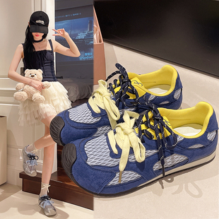 女2025新款 阿甘輕便小白鞋 秋季 子女爆款 網(wǎng)面透氣休閑鞋 厚底德訓(xùn)鞋