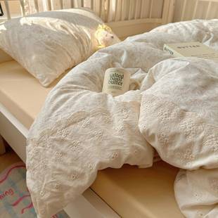 法式 花邊水床J269洗棉床上四件套公主風(fēng)宿床單被套學(xué)生舍罩笠被三