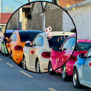 汽車發條裝 飾少女心電動車車貼多巴胺女生 飾可愛卡通甲殼蟲婚車裝