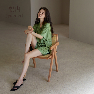 夏季 絲綢薄款 冰絲綢短袖 家居服夏款 仿真絲高級感 短褲 悅內睡衣女款