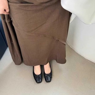 方頭平底單鞋 仙女風溫柔鞋 新款 小皮女2024春季 子銀色淺口豆豆 g鞋
