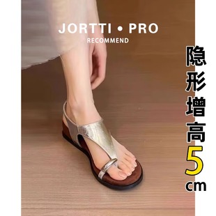 女仙女風露 氣質小眾金屬扣套趾涼鞋 奧萊大牌專柜羊皮版 厚底法式