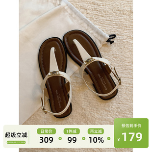 涼鞋 高級感女鞋 女夏外穿2025新款 時尚 簡約夾趾平底鞋 Chio2nd南風