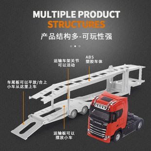 新款 箱貨柜汽車模型仿真拖頭半掛雙層運輸車玩 斯堪尼亞合金集m裝