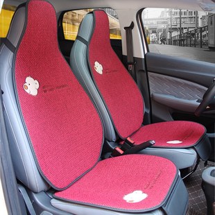汽車坐墊零跑T03四季 涼墊單片4座布藝新能源 通用卡通亞麻座墊夏季