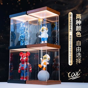 帶燈定制亞克力手辦展示盒適用玩具積木手辦模型透明高展臺展示柜