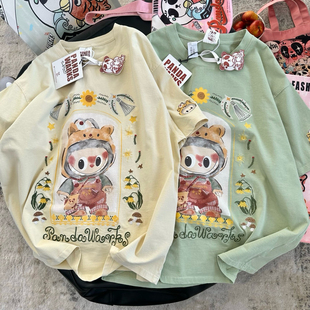 純棉短袖 薄款 T恤寬松簡約休閑 Pandawarks熊貓紙袋家夏季 治愈布布