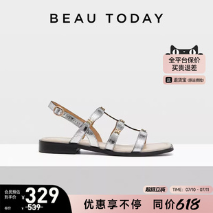 夏季 時裝 涼鞋 BeauToday方頭時尚 女鞋 女款 女可外穿豬籠鞋 羅馬涼鞋