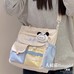 ins學(xué)院可愛百搭包包 少女休閑單肩斜挎包學(xué)生上課補(bǔ)習(xí)手提袋 韓版