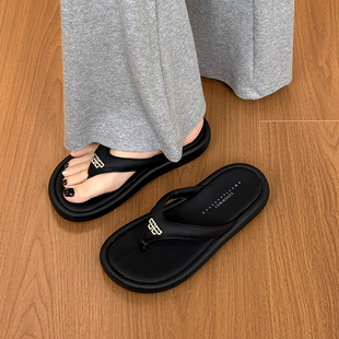 厚底人字拖女夏外穿2025新款 海邊沙灘高級感涼拖 休閑百搭夾腳拖鞋