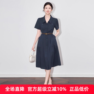 連衣裙女夏南油新款 2510303 式 翻領收腰顯瘦通勤氣質襯衫 高貨法式