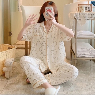 長褲 清倉 短袖 透氣親膚舒適純棉紗布睡衣套裝 棉紗家居服系列
