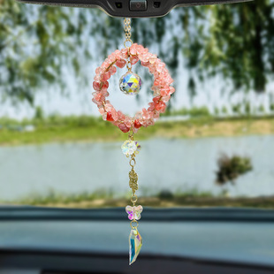 高級感汽車掛件車載后視鏡水晶掛飾天然原石吊墜盲盒直播貨源