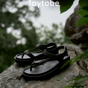 faytobe極簡(jiǎn)人字夾趾涼鞋 25夏金屬扣厚底設(shè)計(jì)感羊反絨時(shí)髦勃肯鞋
