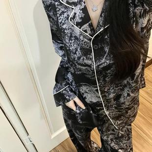 睡衣情侶套裝 全套一男一女絲綢高端睡衣輕奢高級感