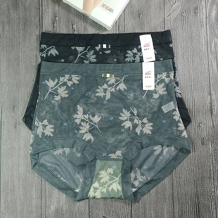 平角褲 正品 印花性感包臀高腰大碼 女透明透氣薄款 頭 富妮來網紗內褲