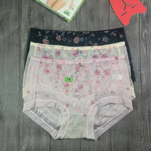 透氣透明印花中腰性感提臀無(wú)痕速干 女薄款 正品 富妮來(lái)網(wǎng)紗平角內(nèi)褲