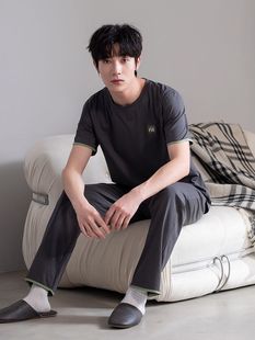 純棉短袖 家居服套裝 長褲 全棉薄款 可外穿休閑男士 俞兆林睡衣男夏季