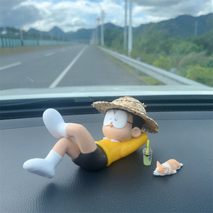 飾 飾品車上中控臺裝 悠哉哆啦A夢大雄汽車擺件 可愛車載擺件車內裝