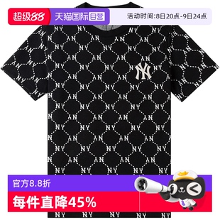 自營 鉆石老花上衣寬松休閑半袖 MLB情侶短袖 女裝 圓領T恤潮 男裝