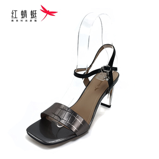 女QZK27184 優(yōu)雅氣質(zhì)防滑粗跟一字帶涼鞋 REDDRAGONFLY 紅蜻蜓法式