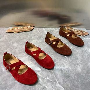 懶人樂福鞋 女鞋 女軟底勃肯鞋 春秋磨砂真皮單鞋 百 休閑鞋 真皮豆豆鞋