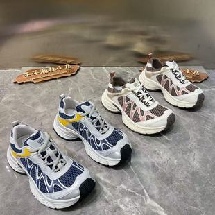 女速 女百搭休閑運動老爹鞋 歐洲站韓版 真皮網面透氣厚底增高阿甘鞋