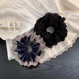 天鵝絨 蕾絲芭蕾發圈頭飾大腸圈絲絨女花邊秋冬發飾頭繩韓國發繩