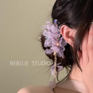 紫藤之戀 超仙氛圍感頭花發飾發卡子 絕美森系紫色花朵發夾女春季