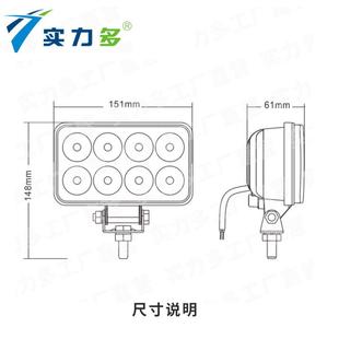 實力多LED射燈汽車貨車改裝 車越野車4寸方燈12V24V強光倒車燈通用