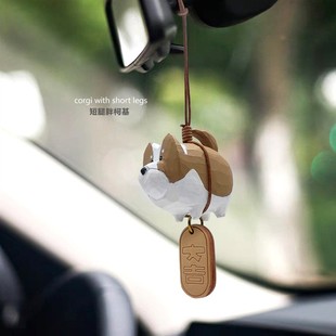禮物 個性 手工胖柯基車載掛件汽車內后視鏡上裝 飾品可愛女2025新款