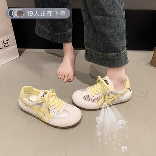 輕便軟底不累腳旅游網鞋 超火網面運動鞋 透氣小白鞋 新款 女2025夏季