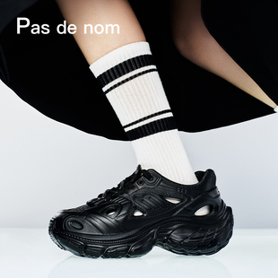 厚底增高一腳蹬休閑老爹運動沙灘拖鞋 Pas 洞洞鞋 nom噪點0號 女