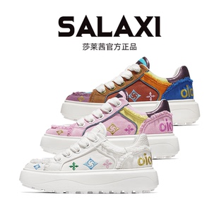 透氣布面休閑鞋 女厚底百搭夏季 男 刺繡小白鞋 Salaxi莎萊茜2025新款