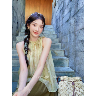UONE 寵粉福利度假風氣質小女人綁帶小衫
