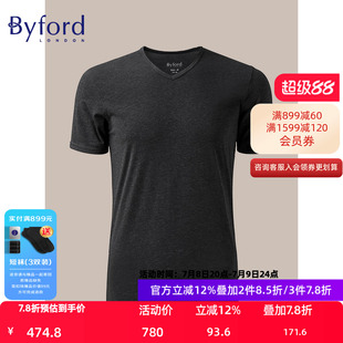 蠶絲冰涼上衣 長絨棉 MW33015 男V領打底文化衫 Byford百富專柜款