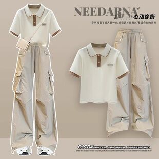 褲 女小個子工裝 一整套學院風減齡韓系獨特絕美小套裝 2025超火夏裝