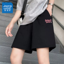 夏高腰寬松小個子休閑三分褲 KMV真維斯黑色a字外穿短褲 女2025新款